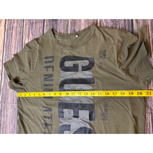 Guess Denim Atelier T Shirt Mens M Olive Green Graphic Short Sleeve Crewneck - Picture 5 of 9